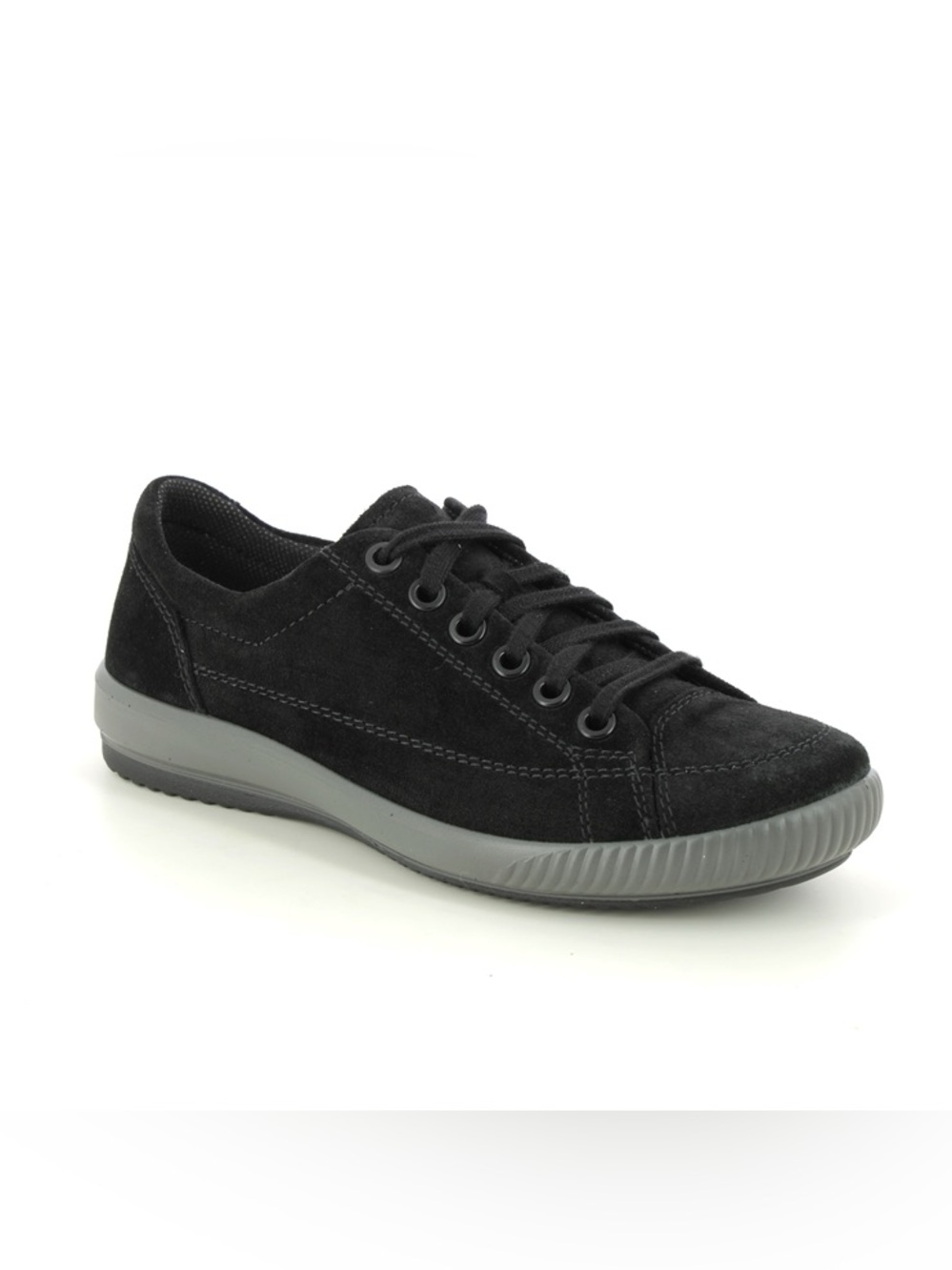 Legero Size 7 ( 4AUS) Black Suede Lace-Up Casual Sneaker